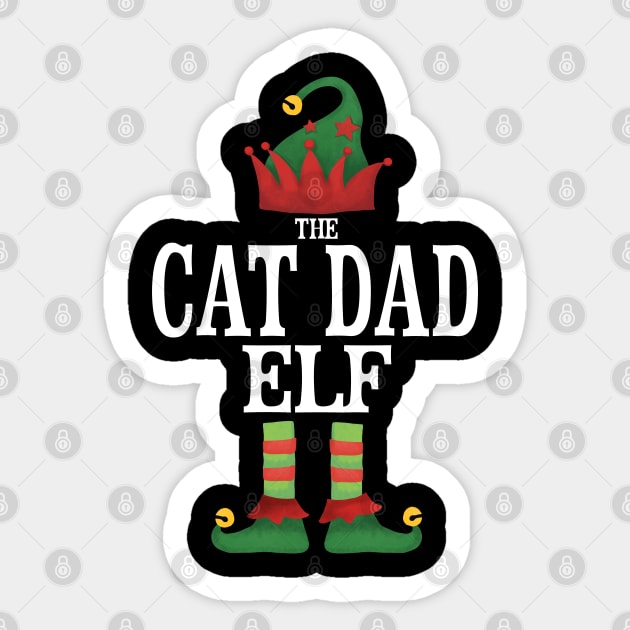 Cat Dad Elf Matching Family Group Christmas Party Pajamas Sticker by uglygiftideas